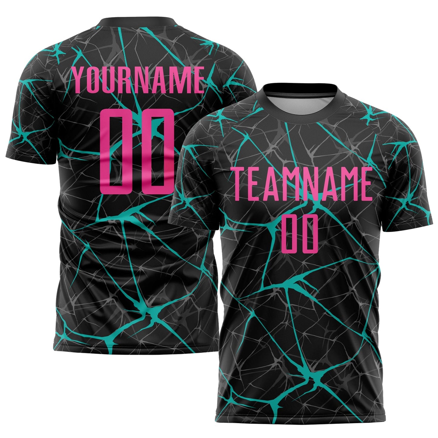 Custom Black Pink-Aqua Sublimation Soccer Uniform Jersey - Sky-Custom