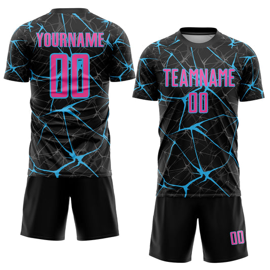 Custom Black Pink-Sky Blue Sublimation Soccer Uniform Jersey - Sky-Custom