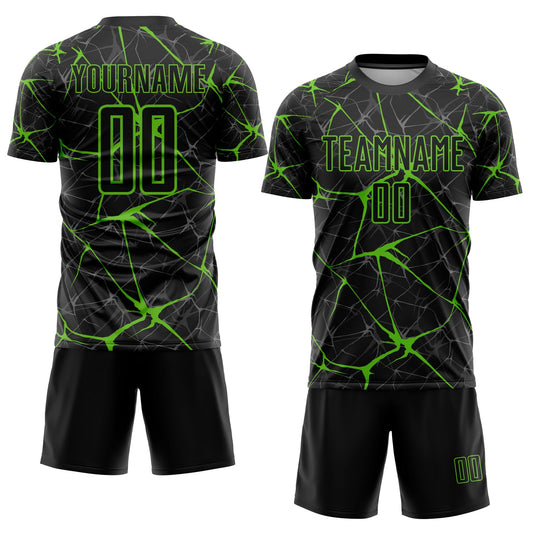Custom Black Aurora Green Sublimation Soccer Uniform Jersey - Sky-Custom