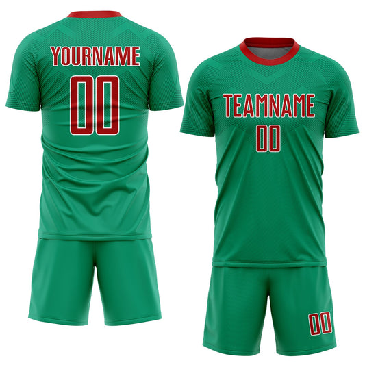 Custom Kelly Green Red-White Sublimation Mexico Soccer Uniform Jersey - Sky-Custom
