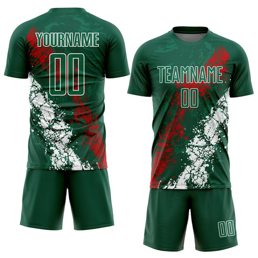 Custom Green Red-White Sublimation Mexico Soccer Uniform Jersey - Sky-Custom