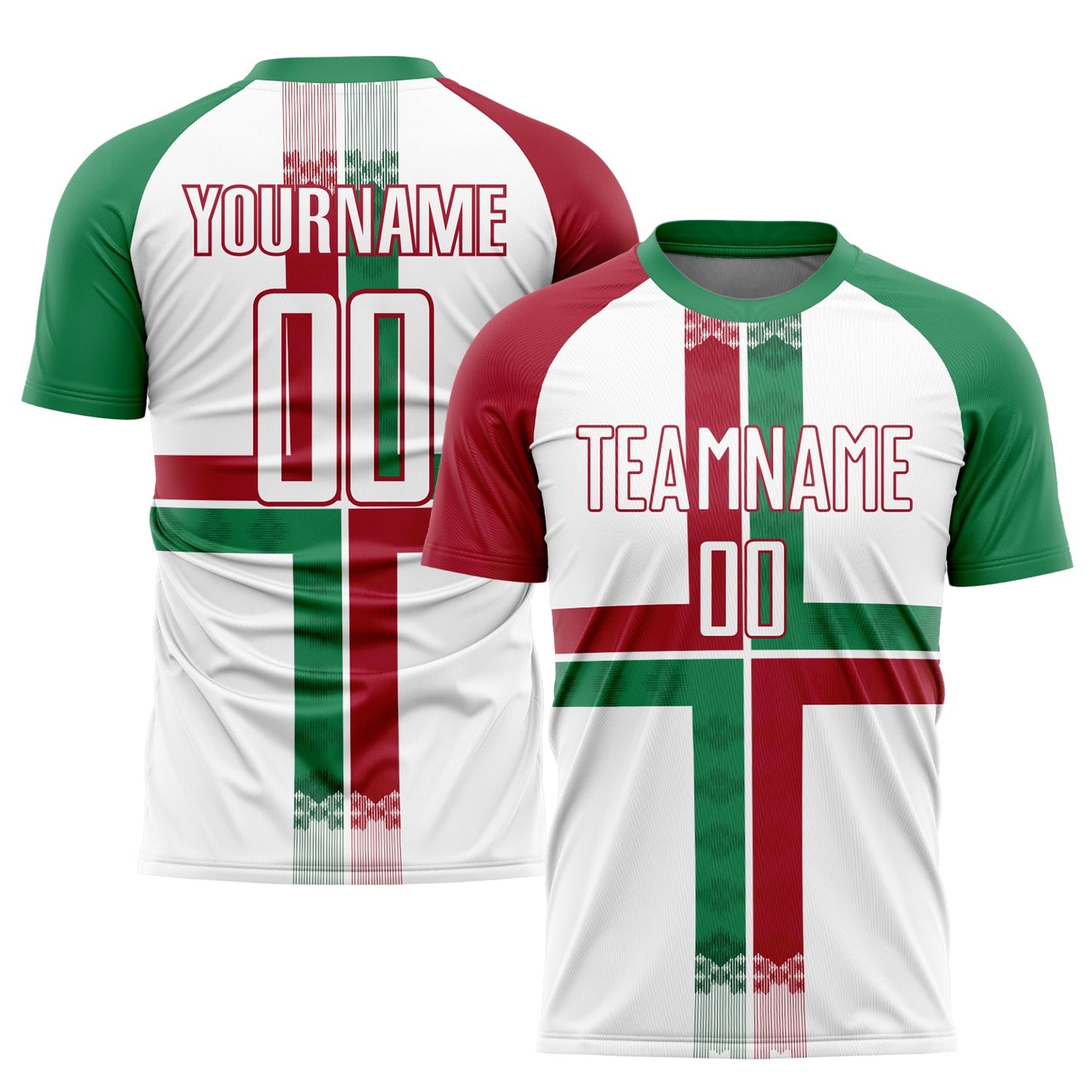Custom White Kelly Green-Crimson Sublimation Mexico Soccer Uniform Jersey - Sky-Custom
