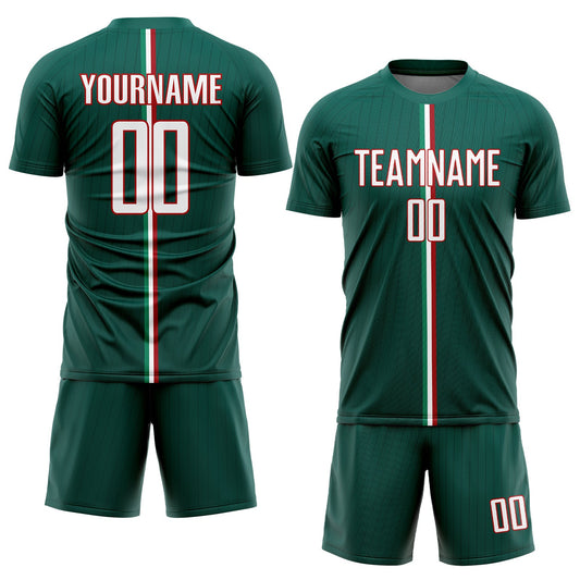 Custom Green White-Red Sublimation Mexico Soccer Uniform Jersey - Sky-Custom