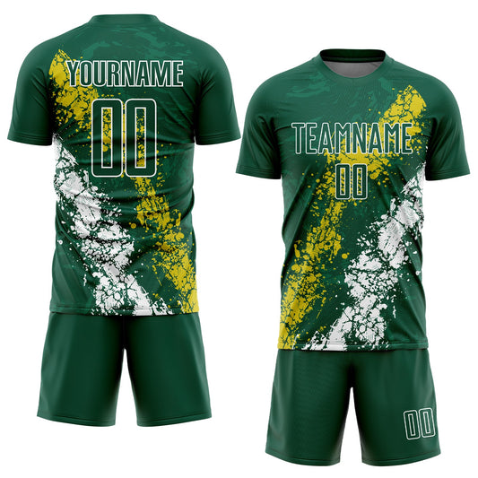 Custom Green Yellow-White Sublimation Soccer Uniform Jersey - Sky-Custom