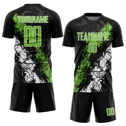 Custom Black Neon Green-White Sublimation Soccer Uniform Jersey - Sky-Custom