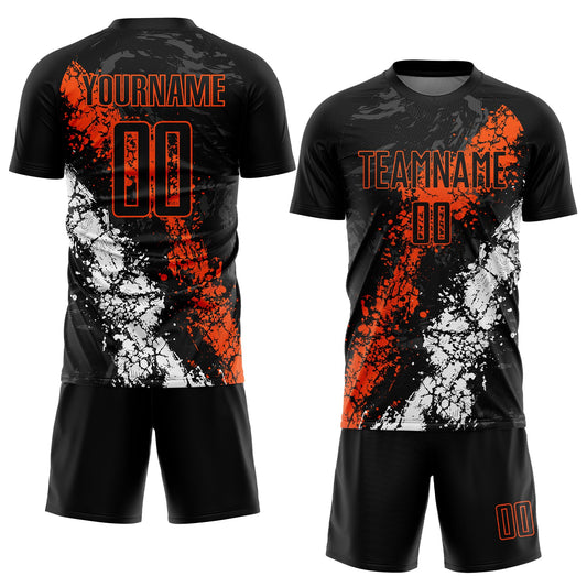 Custom Black Orange-White Sublimation Soccer Uniform Jersey - Sky-Custom