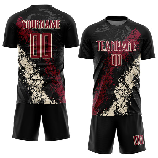 Custom Black Crimson-Cream Sublimation Soccer Uniform Jersey - Sky-Custom