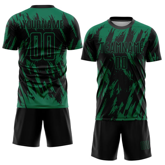 Custom Kelly Green Black Sublimation Soccer Uniform Jersey - Sky-Custom