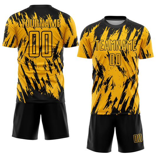 Custom Gold Black Sublimation Soccer Uniform Jersey - Sky-Custom
