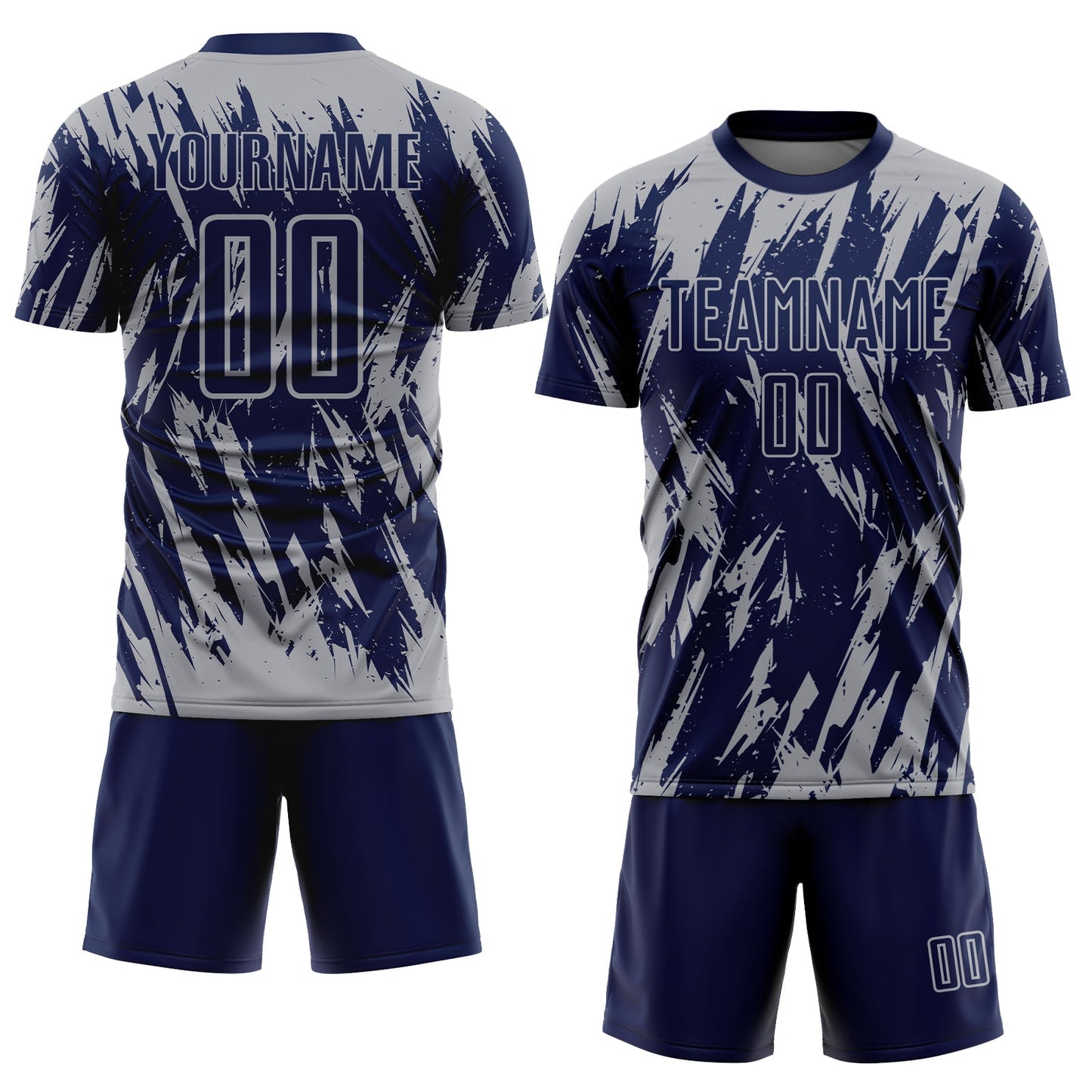 Custom Navy Gray Sublimation Soccer Uniform Jersey - Sky-Custom