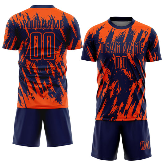 Custom Orange Navy Sublimation Soccer Uniform Jersey - Sky-Custom