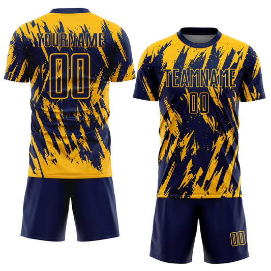 Custom Gold Navy Sublimation Soccer Uniform Jersey - Sky-Custom