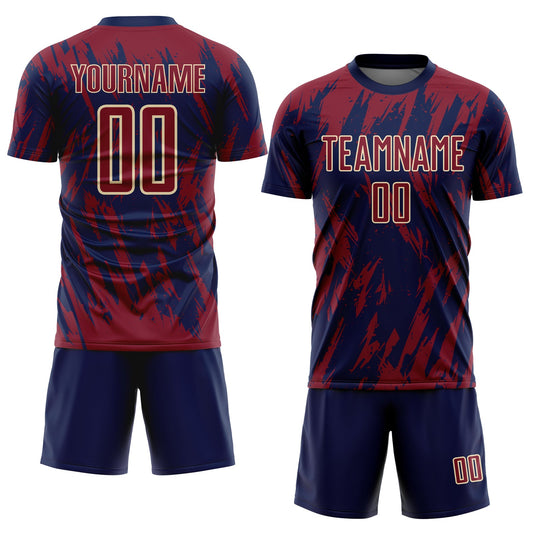 Custom Crimson Navy-City Cream Sublimation Soccer Uniform Jersey - Sky-Custom