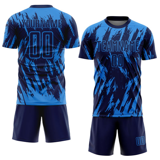 Custom Powder Blue Navy Sublimation Soccer Uniform Jersey - Sky-Custom