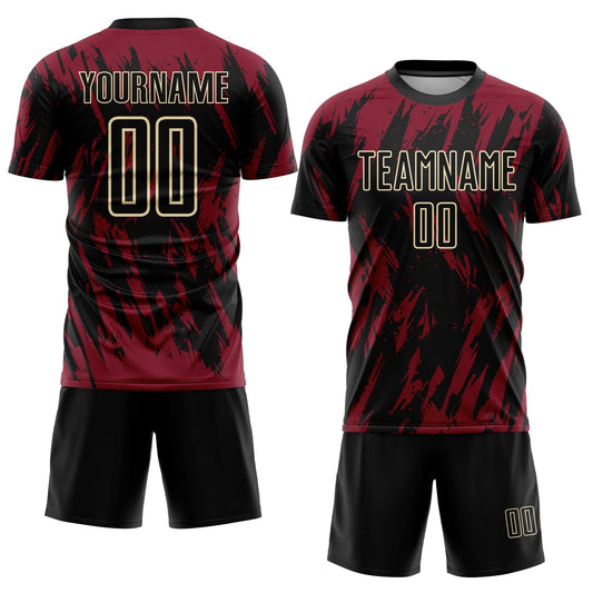 Custom Crimson Black-City Cream Sublimation Soccer Uniform Jersey - Sky-Custom