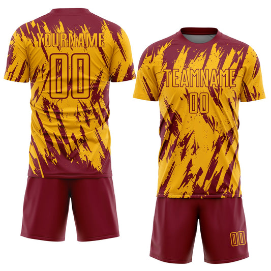 Custom Gold Crimson Sublimation Soccer Uniform Jersey - Sky-Custom