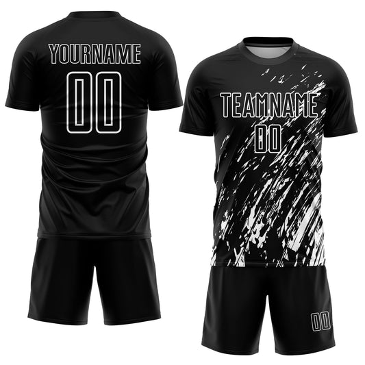 Custom Black White Sublimation Soccer Uniform Jersey - Sky-Custom