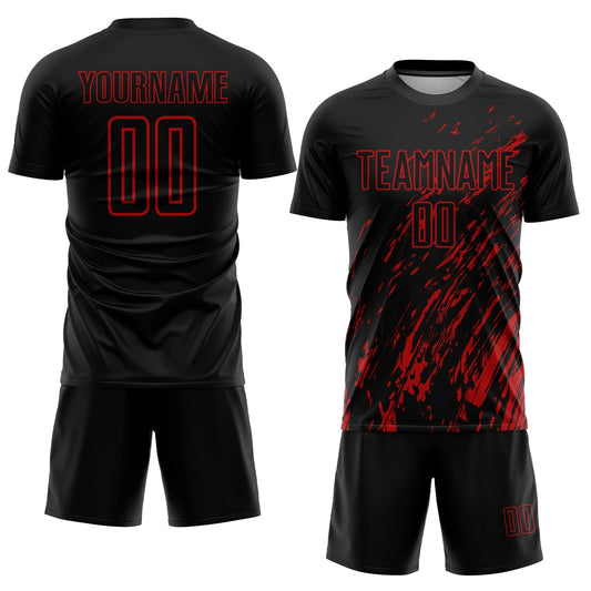 Custom Black Red Sublimation Soccer Uniform Jersey - Sky-Custom