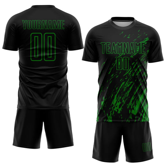 Custom Black Grass Green Sublimation Soccer Uniform Jersey - Sky-Custom