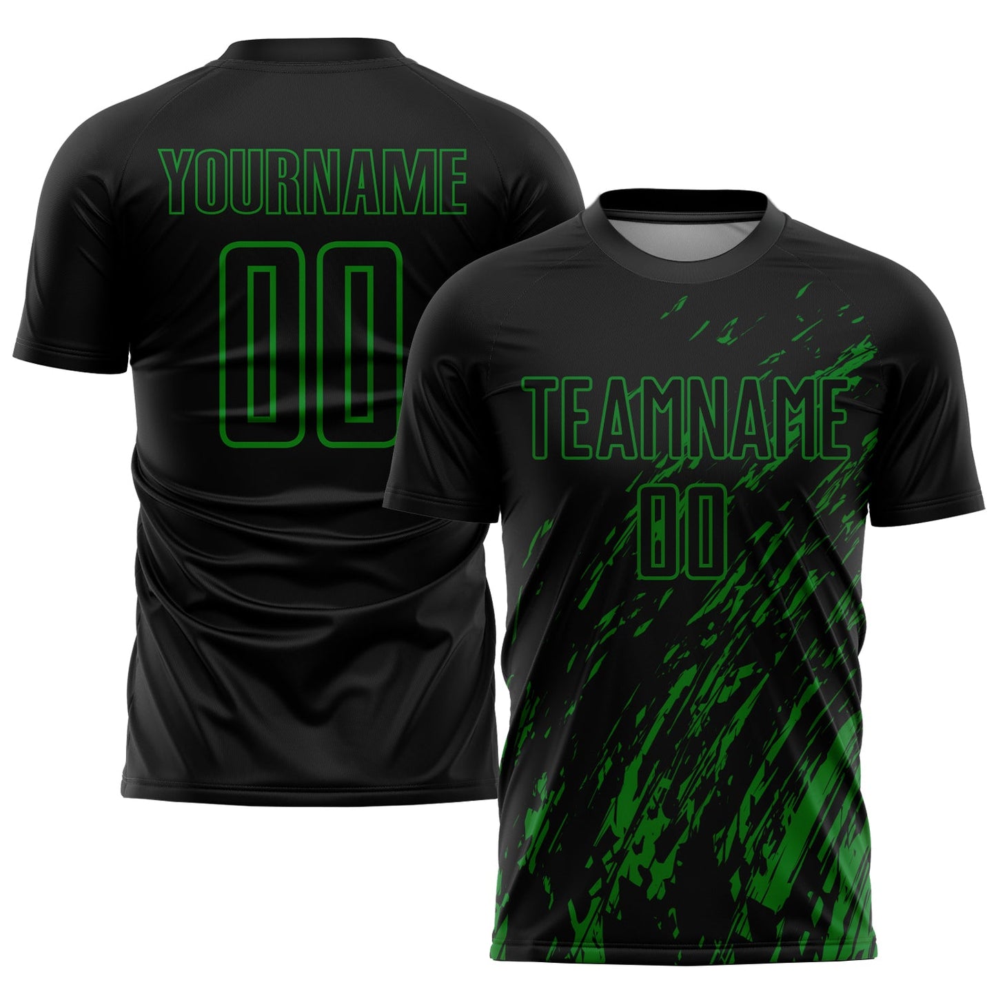 Custom Black Grass Green Sublimation Soccer Uniform Jersey - Sky-Custom