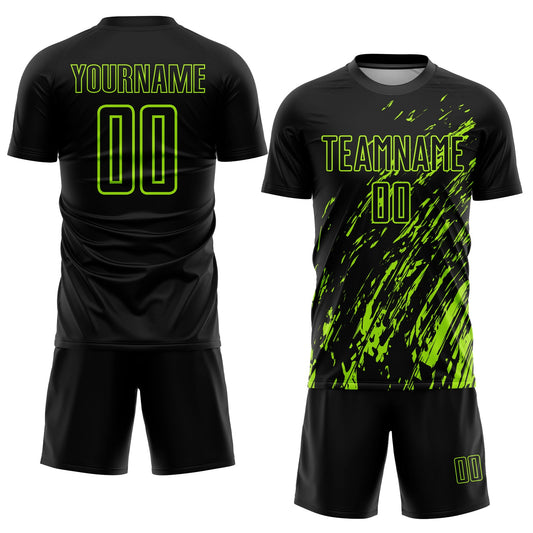 Custom Black Neon Green Sublimation Soccer Uniform Jersey - Sky-Custom