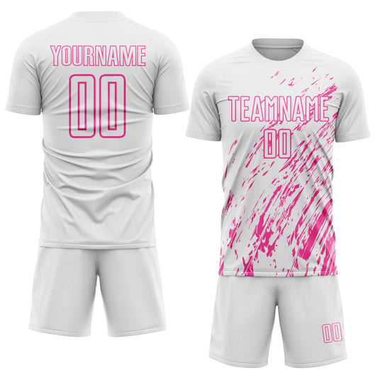 Custom White Pink Sublimation Soccer Uniform Jersey - Sky-Custom
