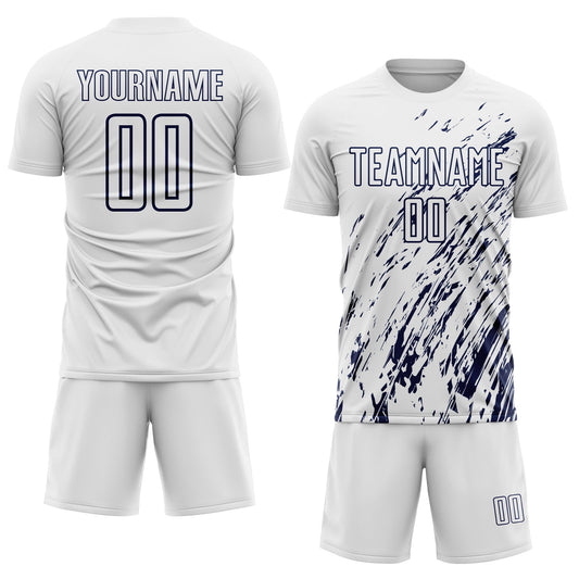 Custom White Navy Sublimation Soccer Uniform Jersey - Sky-Custom