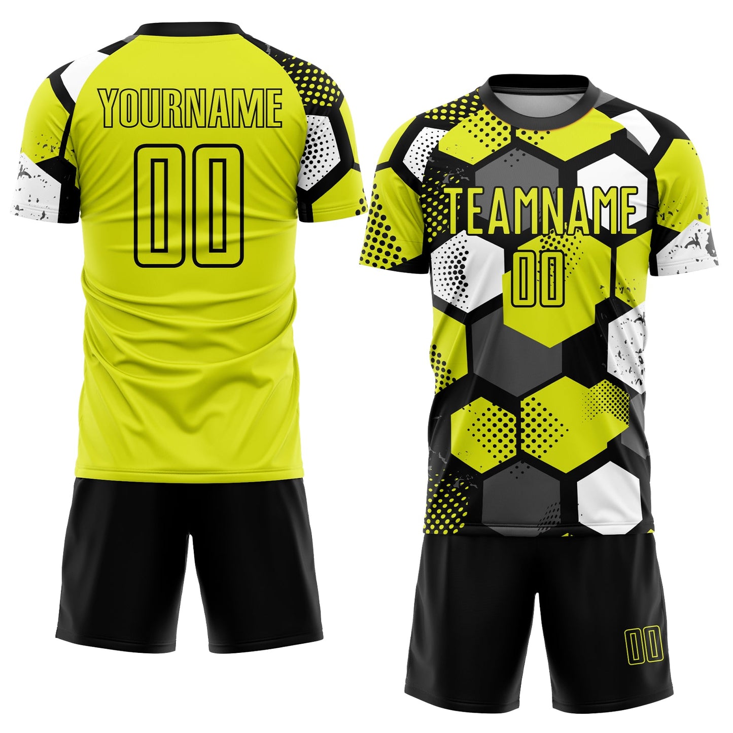 Custom Neon Yellow Black-White Sublimation Soccer Uniform Jersey - Sky-Custom