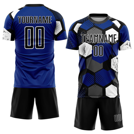 Custom Royal Black-White Sublimation Soccer Uniform Jersey - Sky-Custom