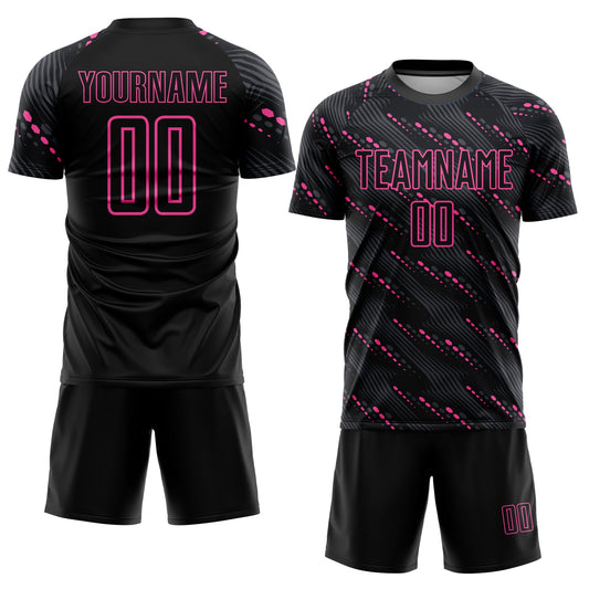 Custom Black Pink Sublimation Soccer Uniform Jersey - Sky-Custom