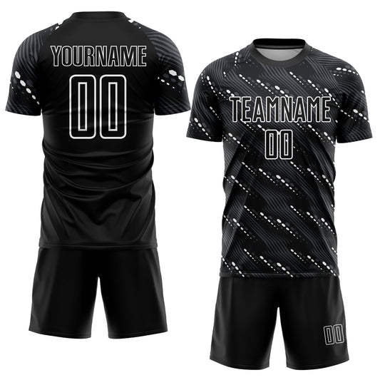 Custom Black White Sublimation Soccer Uniform Jersey - Sky-Custom
