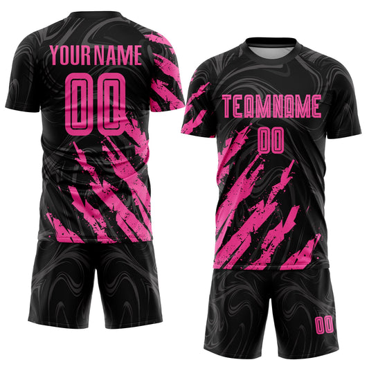 Custom Black Pink Sublimation Soccer Uniform Jersey - Sky-Custom