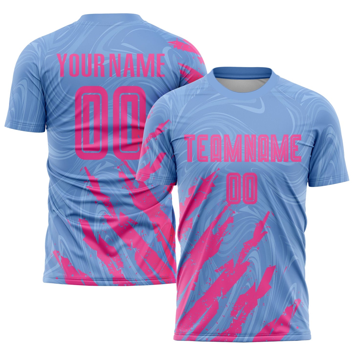 Custom Light Blue Pink Sublimation Soccer Uniform Jersey - Sky-Custom