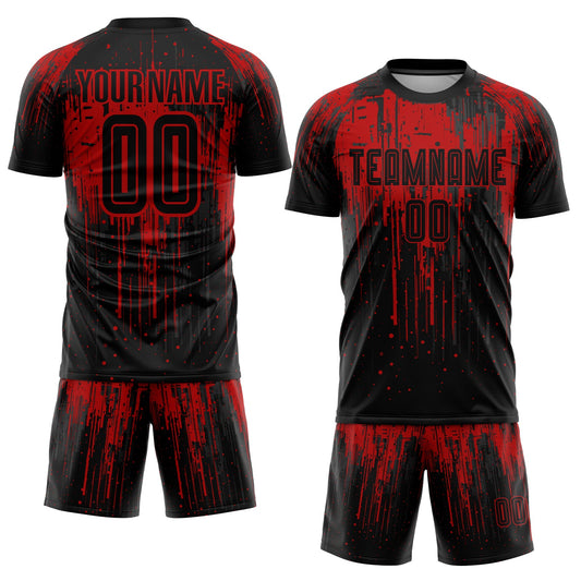 Custom Red Black Sublimation Soccer Uniform Jersey - Sky-Custom