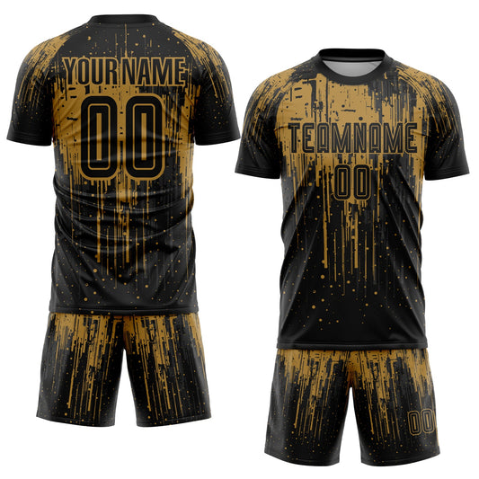 Custom Old Gold Black Sublimation Soccer Uniform Jersey - Sky-Custom