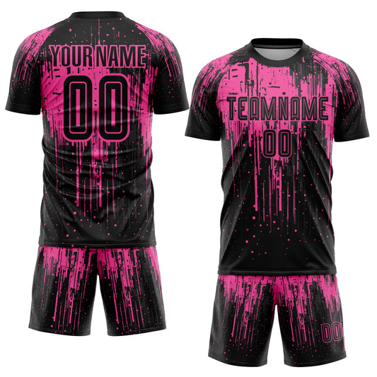 Custom Pink Black Sublimation Soccer Uniform Jersey - Sky-Custom