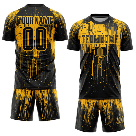 Custom Gold Black Sublimation Soccer Uniform Jersey - Sky-Custom