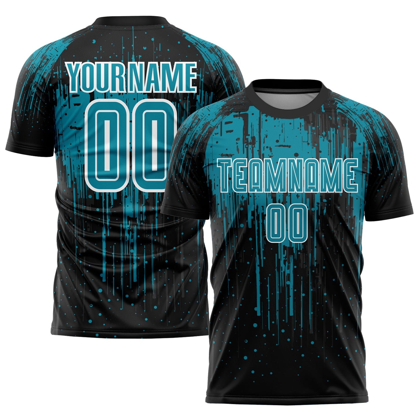 Custom Teal Black-White Sublimation Soccer Uniform Jersey - Sky-Custom