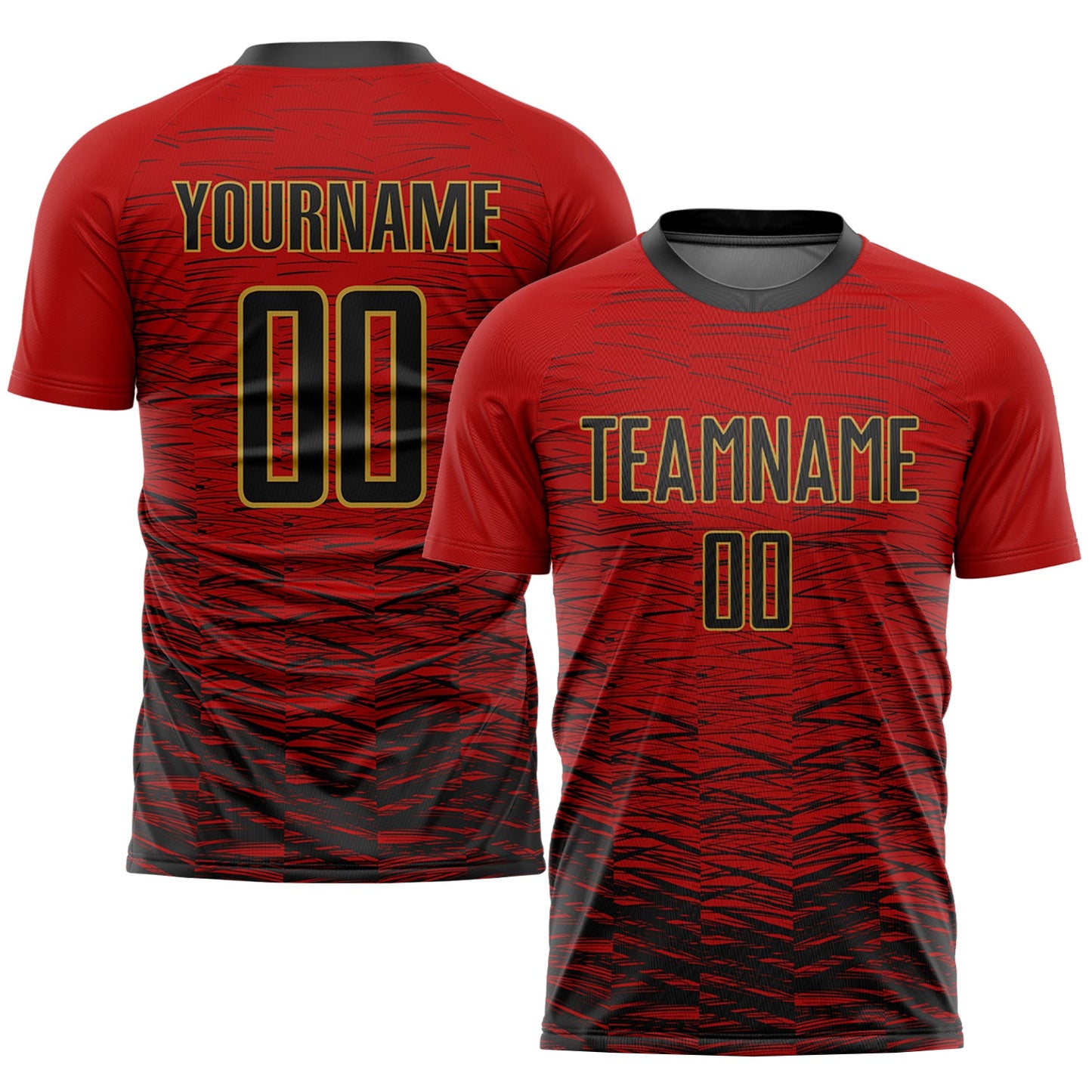Custom Red Black-Old Gold Sublimation Soccer Uniform Jersey - Sky-Custom