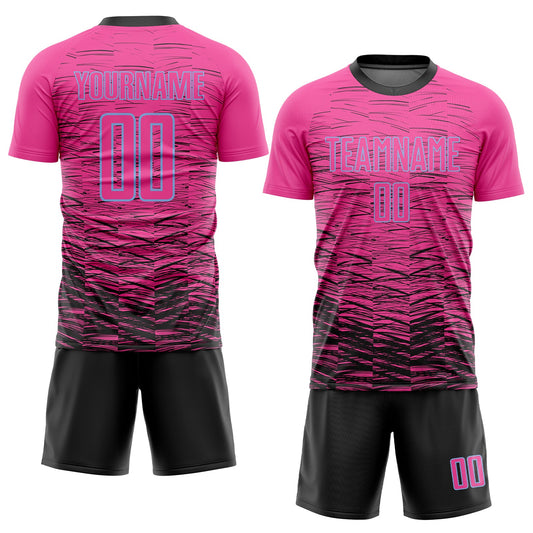 Custom Pink Black-Light Blue Sublimation Soccer Uniform Jersey - Sky-Custom