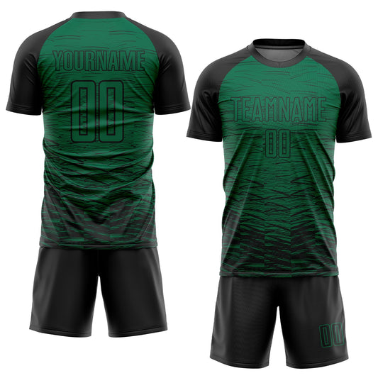 Custom Kelly Green Black Sublimation Soccer Uniform Jersey - Sky-Custom