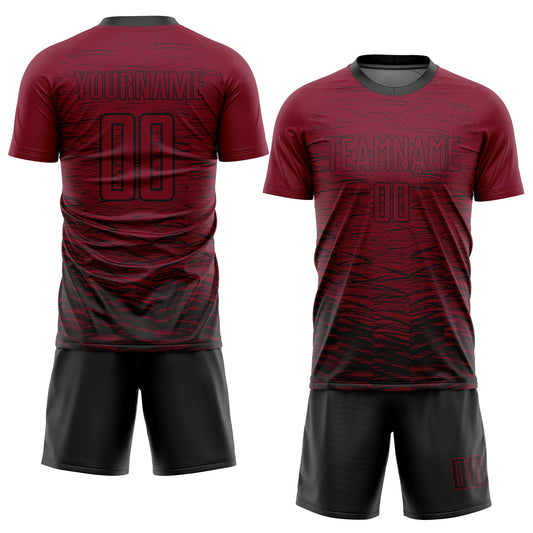 Custom Crimosn Black Sublimation Soccer Uniform Jersey - Sky-Custom