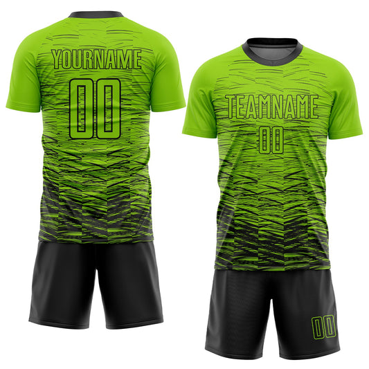 Custom Neon Green Black Sublimation Soccer Uniform Jersey - Sky-Custom