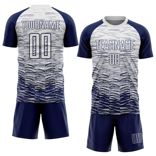 Custom Navy White Sublimation Soccer Uniform Jersey - Sky-Custom