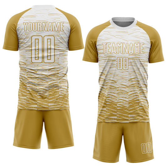Custom Old Gold White Sublimation Soccer Uniform Jersey - Sky-Custom