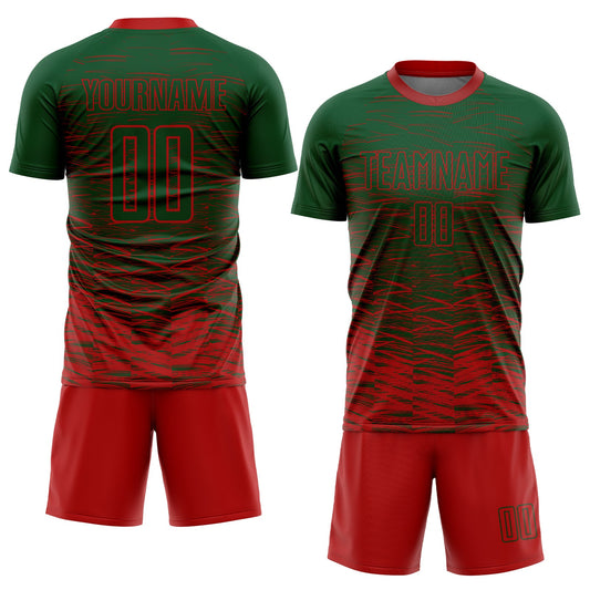 Custom Green Red Sublimation Soccer Uniform Jersey - Sky-Custom