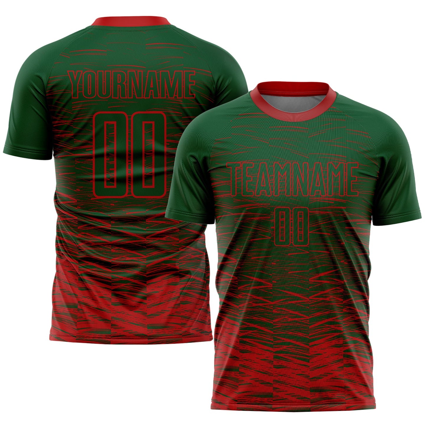 Custom Green Red Sublimation Soccer Uniform Jersey - Sky-Custom
