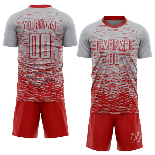 Custom Gray Red Sublimation Soccer Uniform Jersey - Sky-Custom