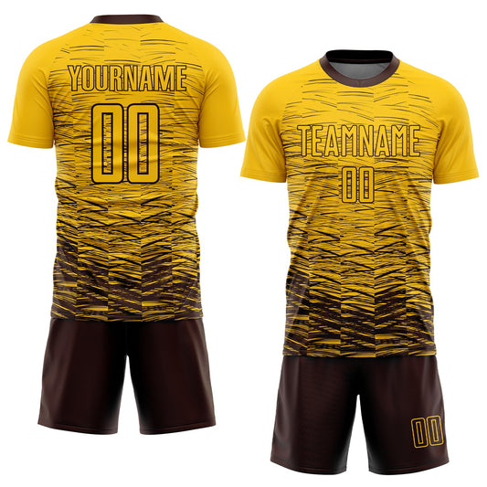 Custom Yellow Brown Sublimation Soccer Uniform Jersey - Sky-Custom