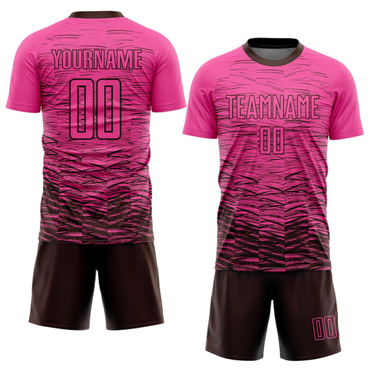 Custom Pink Brown Sublimation Soccer Uniform Jersey - Sky-Custom